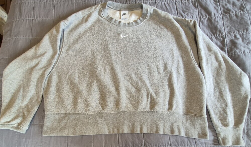 Nike Sweatshirt Mens 1X Crewneck Pullover Swoosh DR6247-063 Cotton Blend